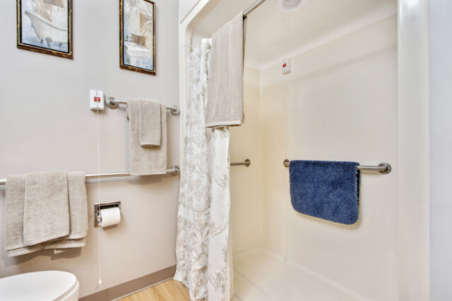 shower view in the standard private room at orchard heights